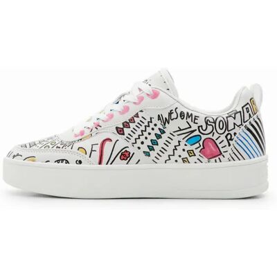 Baskets rétro à illustrations femme Desigual Arty Blanc 37 - Publicité Baskets rétro à illustrations femme Desigual Arty Blanc 37 - Publicité