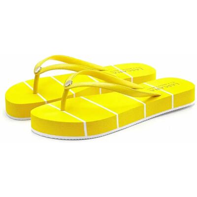 Tongs compensées de plage rayées femme Lascana Jaune 36 - Publicité Tongs compensées de plage rayées femme Lascana Jaune 36 - Publicité