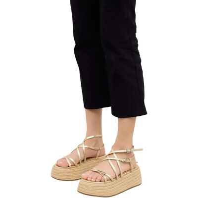 Sandales compensées femme Mim Shoes Zahara Doré 41 - Publicité Sandales compensées femme Mim Shoes Zahara Doré 41 - Publicité