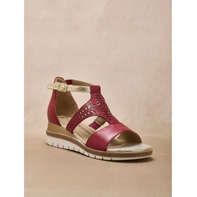 Sandales cuir motifs ajourés femme Pédiconfort Rouge 37 - Publicité Sandales cuir motifs ajourés femme Pédiconfort Rouge 37 - Publicité