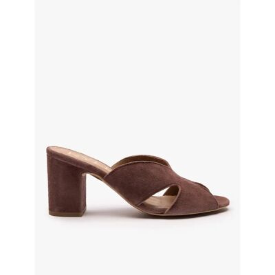 Mules à talon suédé femme Ryłko Marron 39 - Publicité Mules à talon suédé femme Ryłko Marron 39 - Publicité