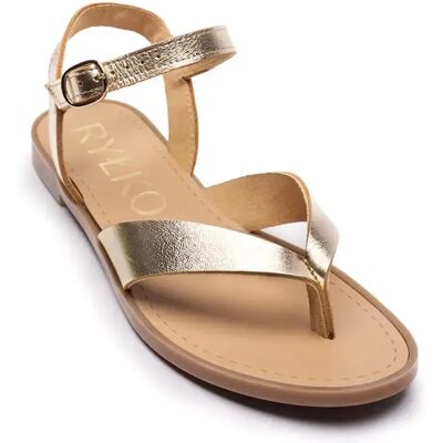 Tongs en cuir métallisé de haute qualité femme Ryłko Beige 37 - Publicité Tongs en cuir métallisé de haute qualité femme Ryłko Beige 37 - Publicité