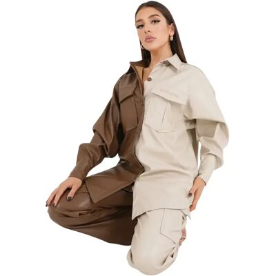 Chemise simili cuir femme Sixth June Beige L - Publicité Chemise simili cuir femme Sixth June Beige L - Publicité