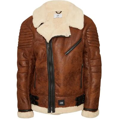 Veste en cuir sherpa Sixth June Marron S - Publicité Veste en cuir sherpa Sixth June Marron S - Publicité