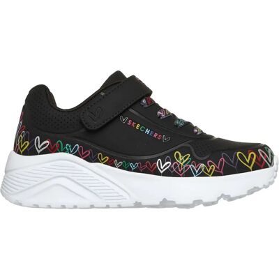 Baskets fille Skechers Uno Lite Heart Craze Noir 31 - Publicité Baskets fille Skechers Uno Lite Heart Craze Noir 31 - Publicité