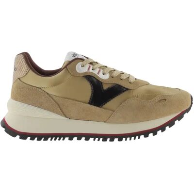 Baskets en nylon métallisé et cuir fendu femme Victoria Viento Beige 36 - Publicité Baskets en nylon métallisé et cuir fendu femme Victoria Viento Beige 36 - Publicité