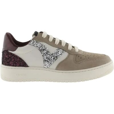 Baskets effet cuir fendu et paillettes femme Victoria Madrid Beige 38 - Publicité Baskets effet cuir fendu et paillettes femme Victoria Madrid Beige 38 - Publicité