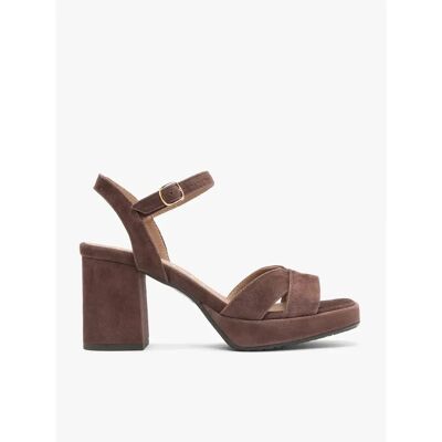 Sandales à talon en cuir velours femme Ryłko Marron 40 - Publicité Sandales à talon en cuir velours femme Ryłko Marron 40 - Publicité
