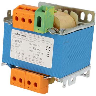 TRANSFOS MARY Transformateur industriel 100VA, Primaire 230-400V - Secondaire 2x115V - Publicité TRANSFOS MARY Transformateur industriel 100VA, Primaire 230-400V - Secondaire 2x115V - Publicité
