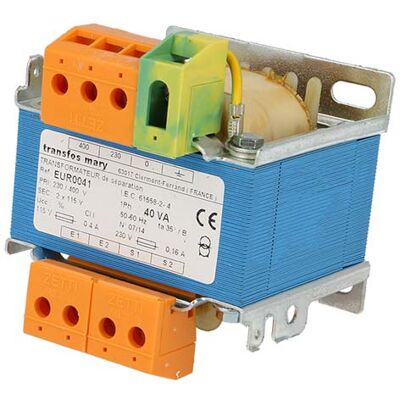 TRANSFOS MARY Transformateur industriel 40VA, Primaire 230-400V - Secondaire 2x115V - Publicité TRANSFOS MARY Transformateur industriel 40VA, Primaire 230-400V - Secondaire 2x115V - Publicité