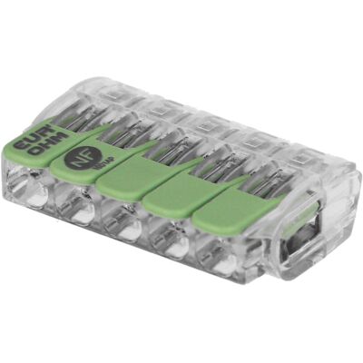30 bornes Eur'Ohm à levier pour fil souple ou rigide 5 entrées - Publicité 30 bornes Eur'Ohm à levier pour fil souple ou rigide 5 entrées - Publicité