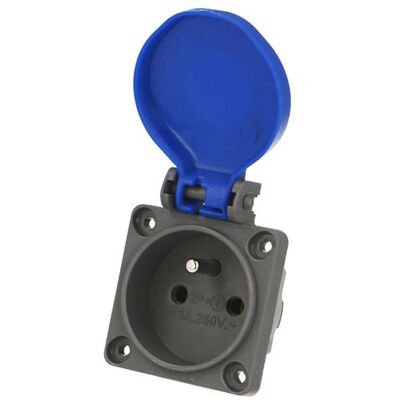 SOLERA Socle femelle 2P+T (prise Française) 10/16A bleu - Publicité SOLERA Socle femelle 2P+T (prise Française) 10/16A bleu - Publicité