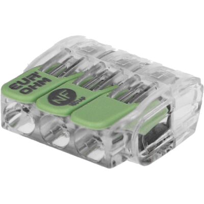 50 bornes Eur'Ohm à levier pour fil souple ou rigide 3 entrées - Publicité 50 bornes Eur'Ohm à levier pour fil souple ou rigide 3 entrées - Publicité