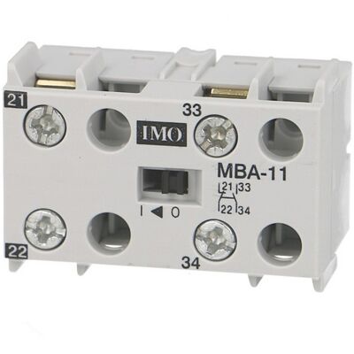 Contact auxiliaire IMO 1NO + 1NC, montage frontal pour mini contacteur MB09 - Publicité Contact auxiliaire IMO 1NO + 1NC, montage frontal pour mini contacteur MB09 - Publicité