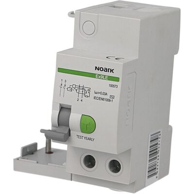 Bloc différentiel bipolaire 40A / 30mA type AC Noark Ex9LE - Publicité Bloc différentiel bipolaire 40A / 30mA type AC Noark Ex9LE - Publicité