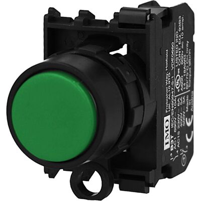 Bouton interrupteur vert complet IMO Ø22mm, 1NO - Publicité Bouton interrupteur vert complet IMO Ø22mm, 1NO - Publicité