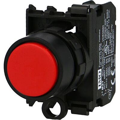 Bouton poussoir rouge complet IMO Ø22mm, 1NC - Publicité Bouton poussoir rouge complet IMO Ø22mm, 1NC - Publicité