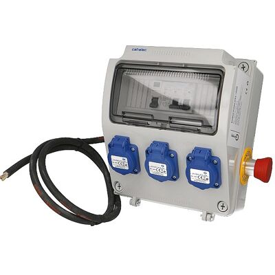 Coffret de chantier monophasé 3 prises 16A 2P+T + 1 arrêt d'urgence Cofrelec - Publicité Coffret de chantier monophasé 3 prises 16A 2P+T + 1 arrêt d'urgence Cofrelec - Publicité