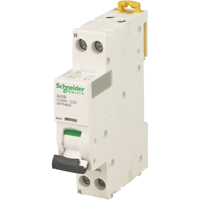 SCHNEIDER ELECTRIC Disjoncteur modulaire phase neutre Schneider Acti9 iC40N 20A courbe C - Publicité SCHNEIDER ELECTRIC Disjoncteur modulaire phase neutre Schneider Acti9 iC40N 20A courbe C - Publicité