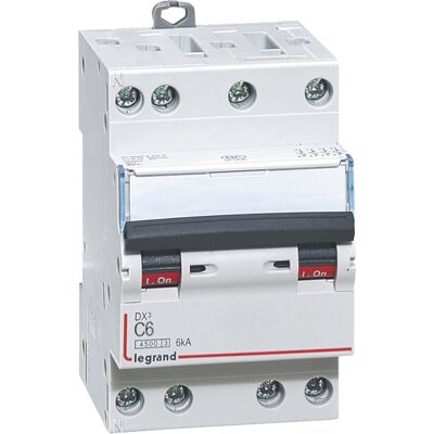 Disjoncteur modulaire tétrapolaire 3 modules Legrand DX³ 6A courbe C - Publicité Disjoncteur modulaire tétrapolaire 3 modules Legrand DX³ 6A courbe C - Publicité