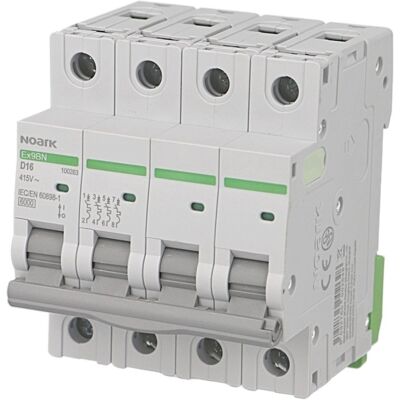 Disjoncteur tetrapolaire modulaire 32A courbe D Noark Ex9BN - Publicité Disjoncteur tetrapolaire modulaire 32A courbe D Noark Ex9BN - Publicité