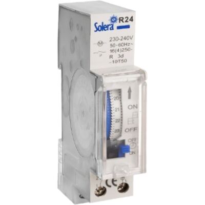 Interrupteur Solera 43010 - Minuterie analogique 24h 230V - Publicité Interrupteur Solera 43010 - Minuterie analogique 24h 230V - Publicité
