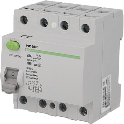 Interrupteur Différentiel 63A / 300mA / type AC / Tétrapolaire Noark Ex9L-N - Publicité Interrupteur Différentiel 63A / 300mA / type AC / Tétrapolaire Noark Ex9L-N - Publicité