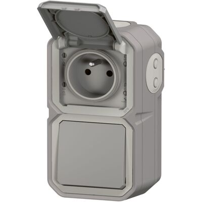 Interrupteur va-et-vient + prise Legrand Plexo™ gris complet - Publicité Interrupteur va-et-vient + prise Legrand Plexo™ gris complet - Publicité
