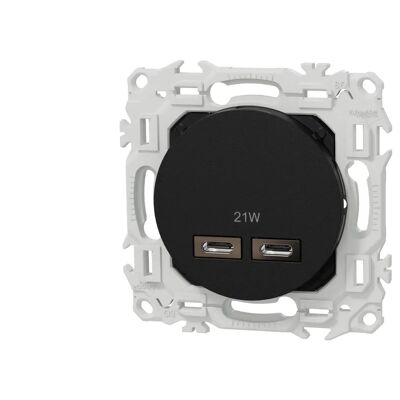 SCHNEIDER ELECTRIC Prise chargeur USB double type C Noir onyx Schneider Odace - Publicité SCHNEIDER ELECTRIC Prise chargeur USB double type C Noir onyx Schneider Odace - Publicité