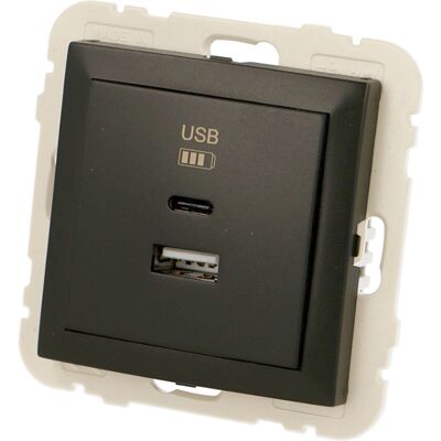 Prise chargeur USBA+C double noire Efapel Logus 90 - Publicité Prise chargeur USBA+C double noire Efapel Logus 90 - Publicité