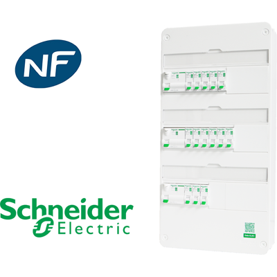 SCHNEIDER ELECTRIC Tableau précâblé 14 disj + 3 ID Schneider Resi9 XP à vis - Publicité SCHNEIDER ELECTRIC Tableau précâblé 14 disj + 3 ID Schneider Resi9 XP à vis - Publicité