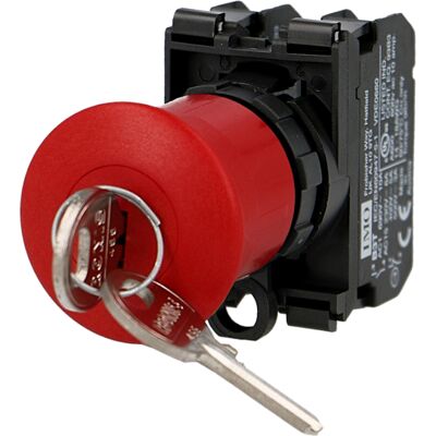 Arrêt d'urgence IMO complet à accrochage avec clé Ø22mm, 1NO+1NC - Publicité Arrêt d'urgence IMO complet à accrochage avec clé Ø22mm, 1NO+1NC - Publicité