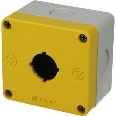 Boîtier une position jaune pour boutonnerie IMO Ø22mm - Publicité Boîtier une position jaune pour boutonnerie IMO Ø22mm - Publicité