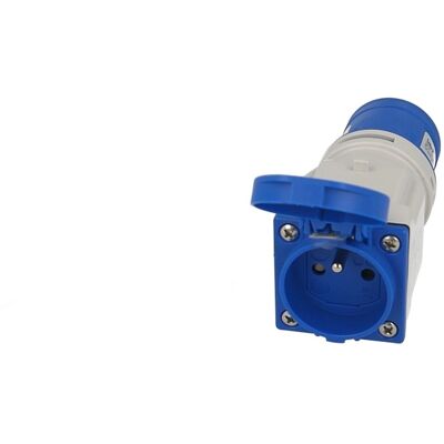 SOLERA Adaptateur droit prise mâle CEE vers prise femelle française monophasée, 3 x 16A - Publicité SOLERA Adaptateur droit prise mâle CEE vers prise femelle française monophasée, 3 x 16A - Publicité