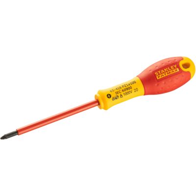 Tournevis pozidriv PZ1 x 100mm isolé 1000V STANLEY Fatmax - Publicité Tournevis pozidriv PZ1 x 100mm isolé 1000V STANLEY Fatmax - Publicité