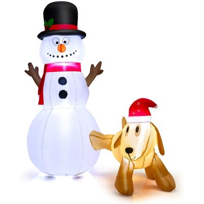 Costway180 cm Ensemble Gonflable Bonhomme de Neige et Chien Décoration de Noël Gonflable avec Lumières LED Intégrées Souffleur Imperméable Blanc - Publicité Costway180 cm Ensemble Gonflable Bonhomme de Neige et Chien Décoration de Noël Gonflable avec Lumières LED Intégrées Souffleur Imperméable Blanc - Publicité