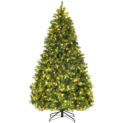 CostwaySapin de Noël Artificiel 240cm Arbre de Noël 81 pommes de pin, Lumières LED, Pied en Métal 60cm, en PVC et PE, Vert - Publicité CostwaySapin de Noël Artificiel 240cm Arbre de Noël 81 pommes de pin, Lumières LED, Pied en Métal 60cm, en PVC et PE, Vert - Publicité