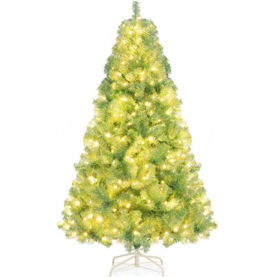 Costway180 cm Arbre de Noël Pré-éclairé avec 688 Pointes de Branches 250 lumières LED Blanc Chaud 8 Modes Socle Métallique Vert - Publicité Costway180 cm Arbre de Noël Pré-éclairé avec 688 Pointes de Branches 250 lumières LED Blanc Chaud 8 Modes Socle Métallique Vert - Publicité