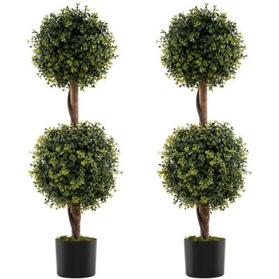 CostwayLot de 2 Arbres Artificiels Topiaire 90cm avec Double Boule Fausse Plante en Pot Rempli de Ciment avec Mousse Naturelle - Publicité CostwayLot de 2 Arbres Artificiels Topiaire 90cm avec Double Boule Fausse Plante en Pot Rempli de Ciment avec Mousse Naturelle - Publicité