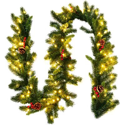 CostwayGuirlande de Noël de 270 cm, avec 100 lumières LED et Baies rouges Pré-installées et Minuterie - Publicité CostwayGuirlande de Noël de 270 cm, avec 100 lumières LED et Baies rouges Pré-installées et Minuterie - Publicité