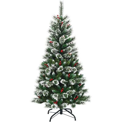 CostwaySapin de Noël Artificiel 150cm avec Flocons de Neige avec Baies Rouges Dense Base en Métal 100% PVC Décoration de Vacances - Publicité CostwaySapin de Noël Artificiel 150cm avec Flocons de Neige avec Baies Rouges Dense Base en Métal 100% PVC Décoration de Vacances - Publicité