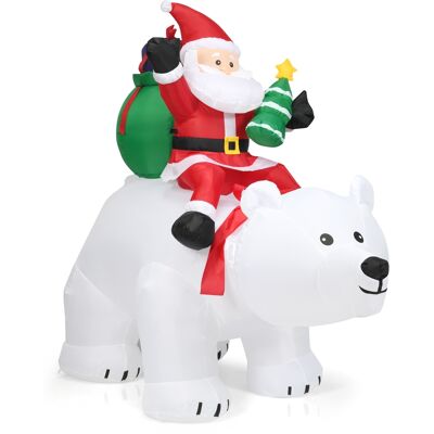 Costway2M Père Noël Gonflable sur l'Ours Polaire Blanc Tête Oscillante avec Ventilateur et Lumière LED - Publicité Costway2M Père Noël Gonflable sur l'Ours Polaire Blanc Tête Oscillante avec Ventilateur et Lumière LED - Publicité