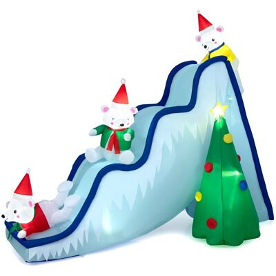 Costway220 CM Décoration Gonflable de Noël avec 6 Lumières LED 3 Ours Polaires Toboggan et Sapin de Noël pour Intérieur/Extérieur - Publicité Costway220 CM Décoration Gonflable de Noël avec 6 Lumières LED 3 Ours Polaires Toboggan et Sapin de Noël pour Intérieur/Extérieur - Publicité