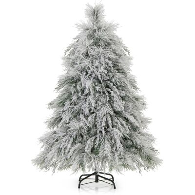 CostwaySapin de Noël Artificiel Floqué à Charnières Lumières LED Blanc Chaud Pointes de Branche Aiguilles de Pin Feuilles de Saule 146cm - Publicité CostwaySapin de Noël Artificiel Floqué à Charnières Lumières LED Blanc Chaud Pointes de Branche Aiguilles de Pin Feuilles de Saule 146cm - Publicité