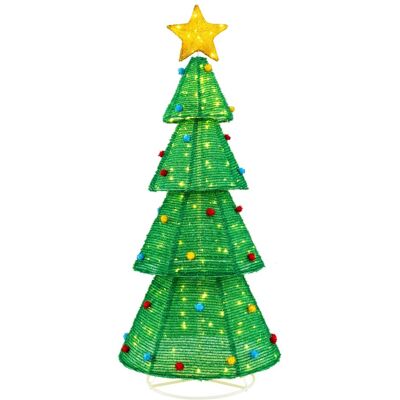 CostwaySapin de Noël Pliable de 190 cm avec 200 Lumières LED Intégrées Arbre de Noël Pré-éclairé Etoile Supérieure Boules de Fourrurel - Publicité CostwaySapin de Noël Pliable de 190 cm avec 200 Lumières LED Intégrées Arbre de Noël Pré-éclairé Etoile Supérieure Boules de Fourrurel - Publicité