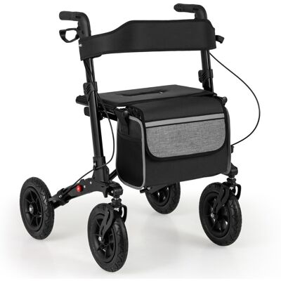 Costway Déambulateur Pliable Tout-Terrain - 4 Roues, Siège, Pneus 23cm - Publicité Costway Déambulateur Pliable Tout-Terrain - 4 Roues, Siège, Pneus 23cm - Publicité