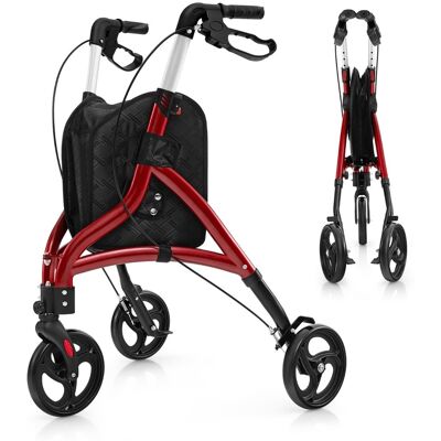CostwayDéambulateur à 3 Roues de 20CM pour Seniors avec Cadre en Aluminium Léger Hauteur Réglable et Panier de Rangement Déambulateur Pliable Rouge - Publicité CostwayDéambulateur à 3 Roues de 20CM pour Seniors avec Cadre en Aluminium Léger Hauteur Réglable et Panier de Rangement Déambulateur Pliable Rouge - Publicité