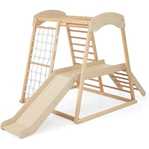 CostwayTriangle d'Escalade 6 en 1 en Bois avec Toboggan et Filet Barre pour Grimper Ramper et Glisser 1 An+ Naturel - Publicité CostwayTriangle d'Escalade 6 en 1 en Bois avec Toboggan et Filet Barre pour Grimper Ramper et Glisser 1 An+ Naturel - Publicité