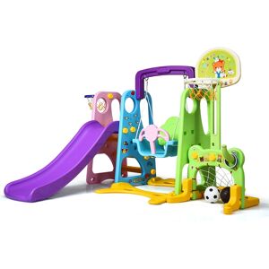 CostwayToboggan pour Enfants Aire de Jeux 6 en 1 Balançoire Portique Panier de Basketball Escalade But de Football - Publicité CostwayToboggan pour Enfants Aire de Jeux 6 en 1 Balançoire Portique Panier de Basketball Escalade But de Football - Publicité