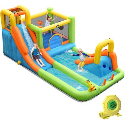 CostwayChâteau Gonflable avec Soufflerie de 680w Toboggan Aquatique Mur d'Escalade Panier de Basket Jeu de Lancer Anneaux Parc Aquatique - Publicité CostwayChâteau Gonflable avec Soufflerie de 680w Toboggan Aquatique Mur d'Escalade Panier de Basket Jeu de Lancer Anneaux Parc Aquatique - Publicité